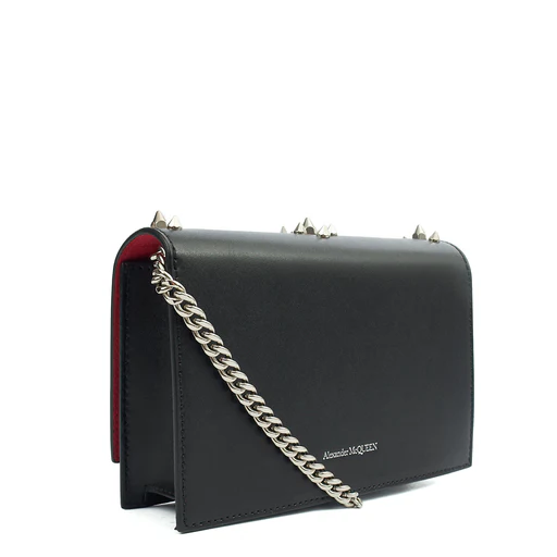 Picture of Alexander McQueen Cross Body Skull Lock Shoulder Bag - Small in Black, Leather