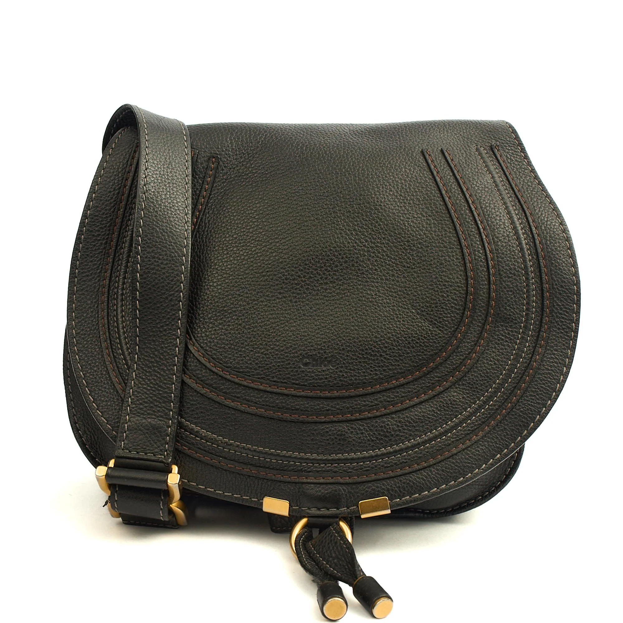 Picture of Chloe Cross Body Marcie Satchel in Black, Calfskin Leather