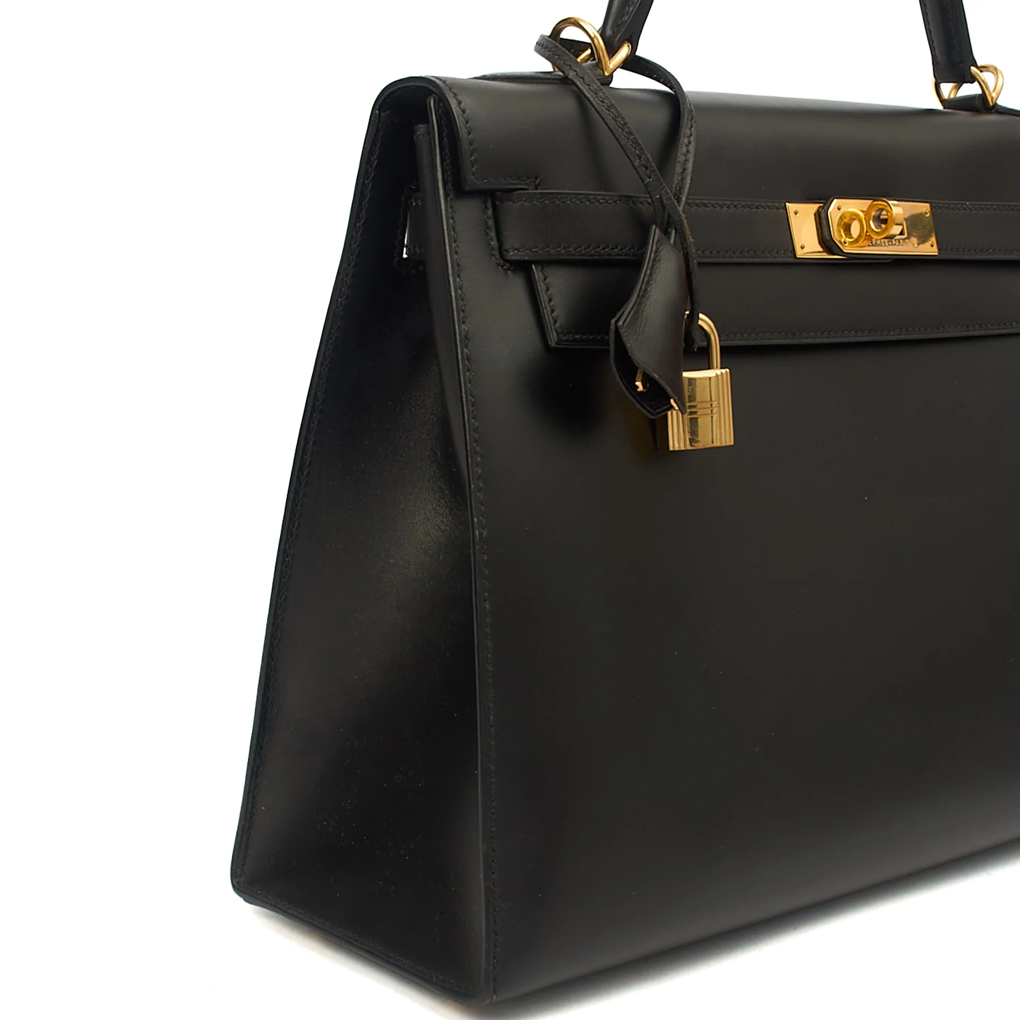 Picture of Hermes Top Handle Kelly 32 in Black, Box Calf Leather