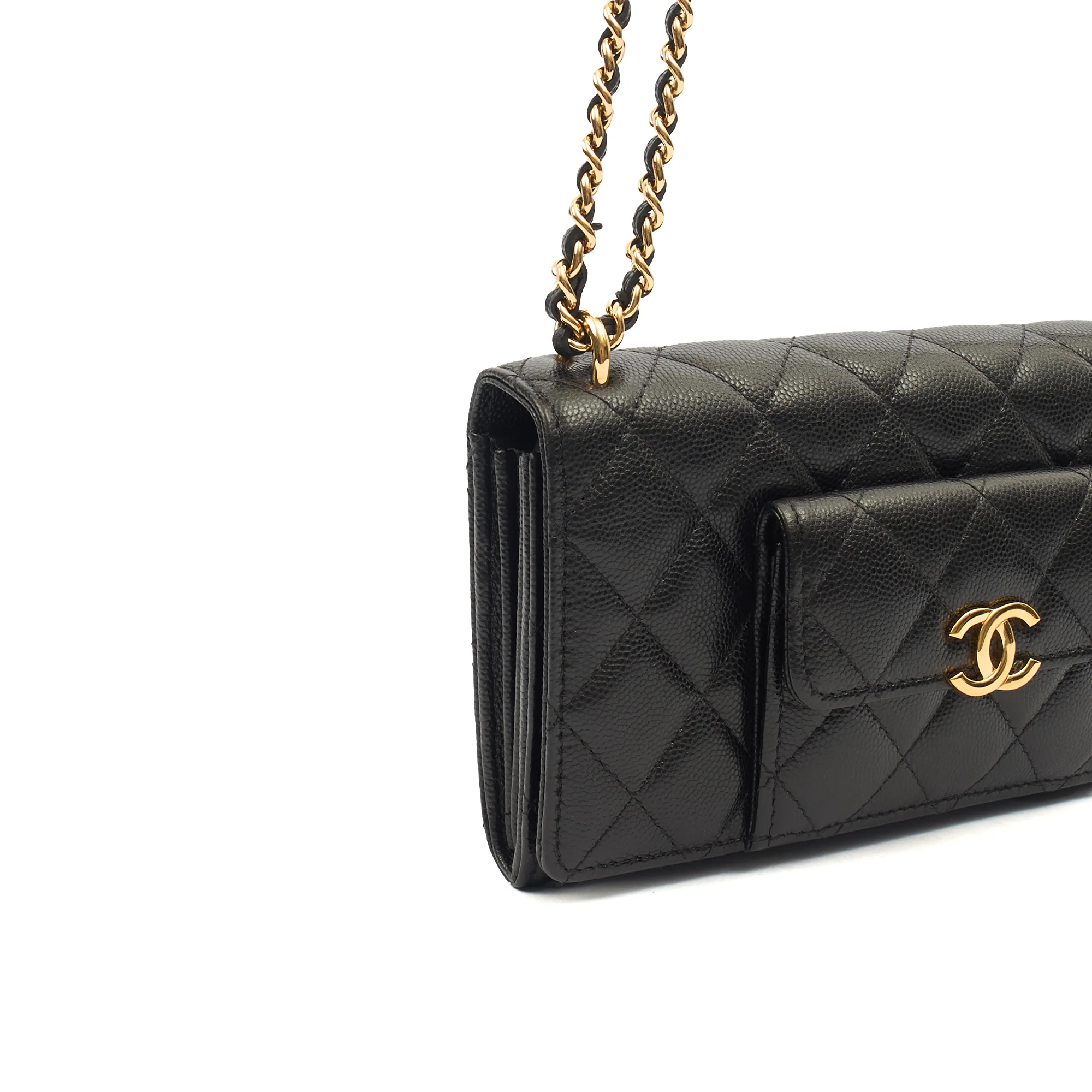 Picture of Chanel Cross Body Wallet on Chain in Black, Caviar Leather