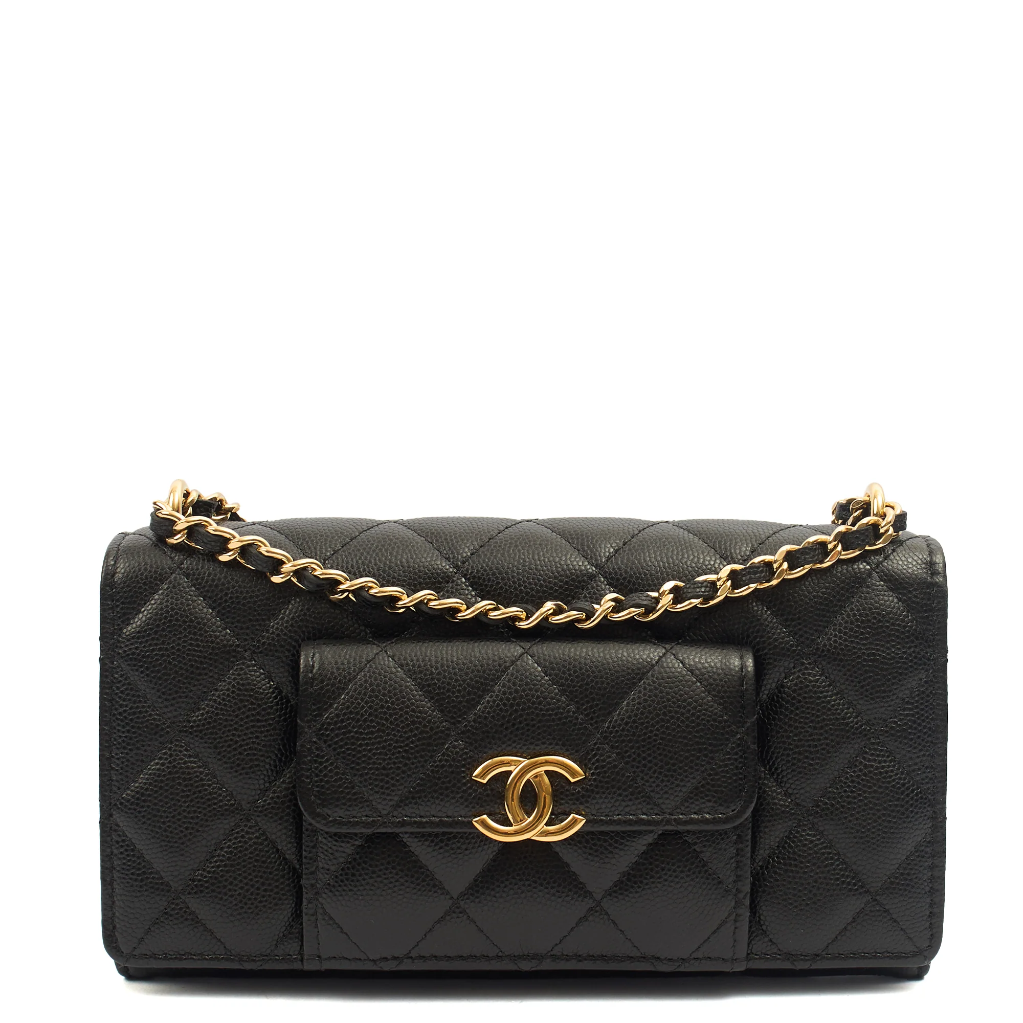 Picture of Chanel Cross Body Wallet on Chain in Black, Caviar Leather