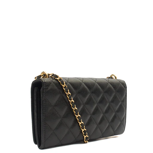 Picture of Chanel Cross Body Wallet on Chain in Black, Caviar Leather