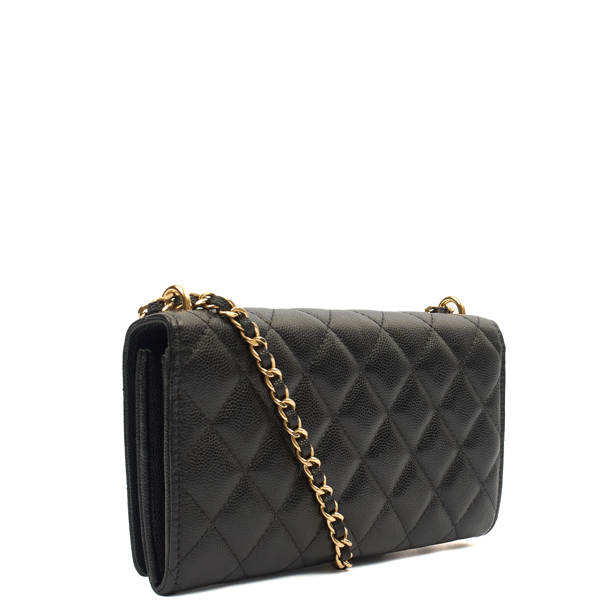 Picture of Chanel Cross Body Wallet on Chain in Black, Caviar Leather