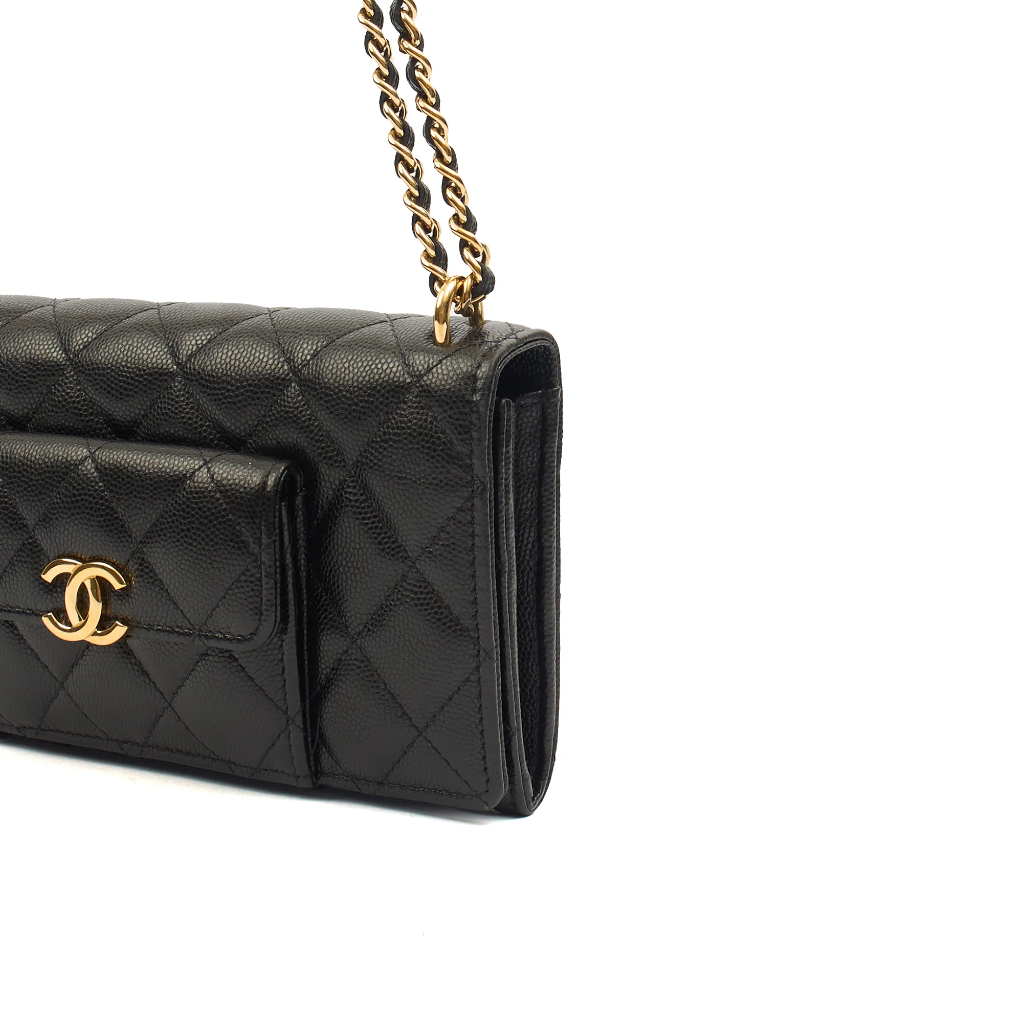 Picture of Chanel Cross Body Wallet on Chain in Black, Caviar Leather