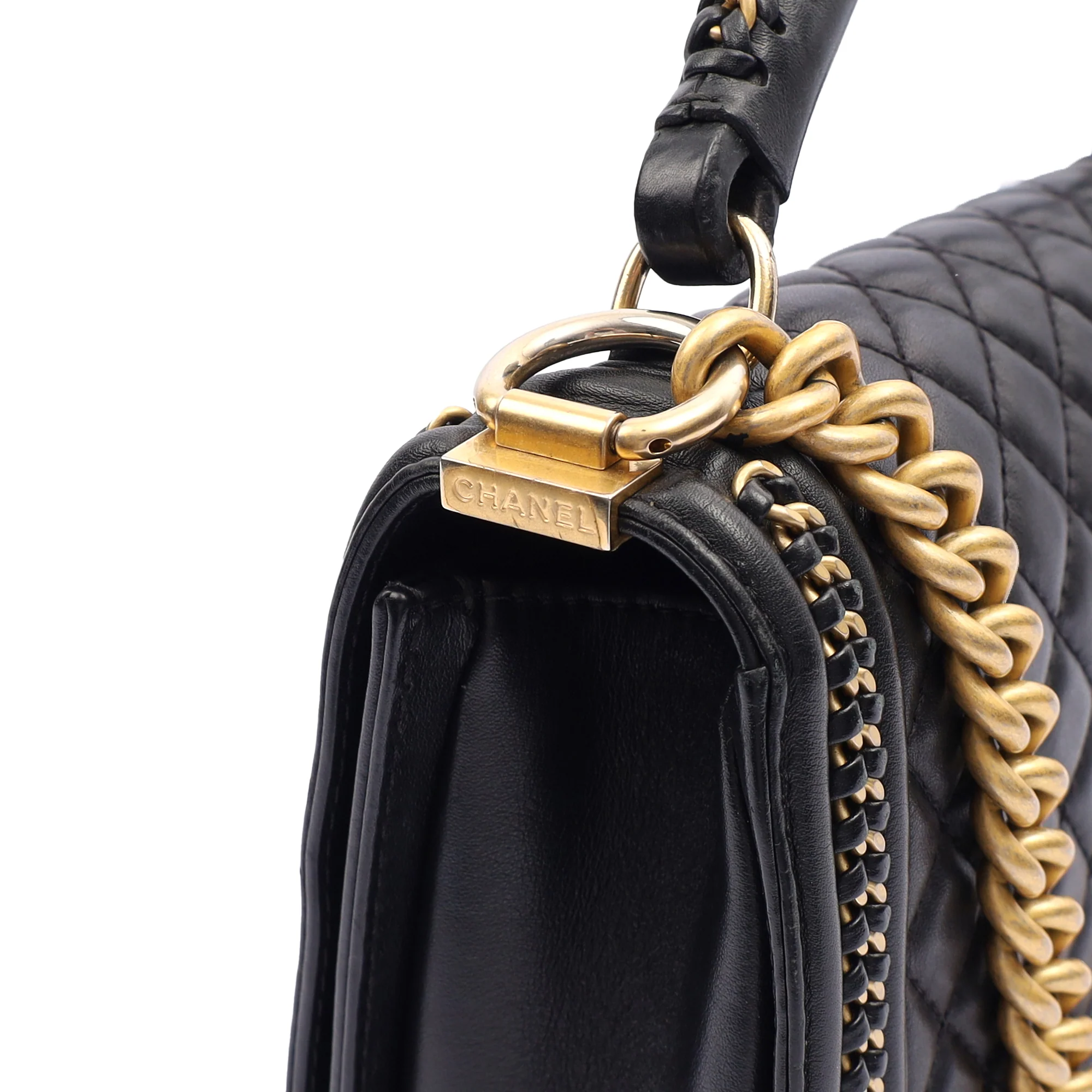 Picture of Chanel Shoulder Bag Boy Top Handle - Medium in Black, Calfskin Leather
