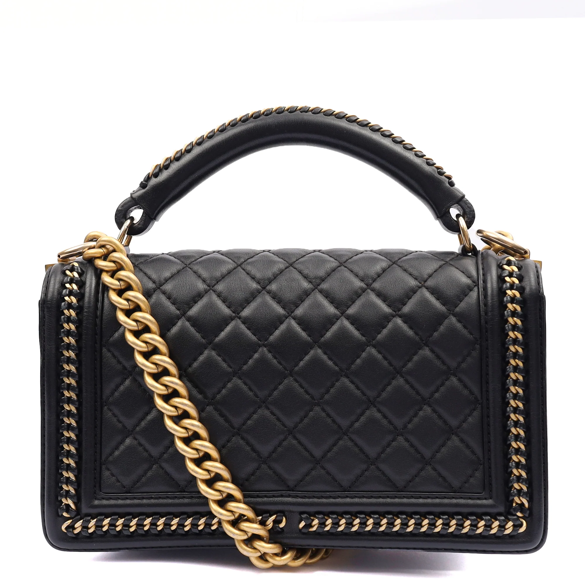 Picture of Chanel Shoulder Bag Boy Top Handle - Medium in Black, Calfskin Leather
