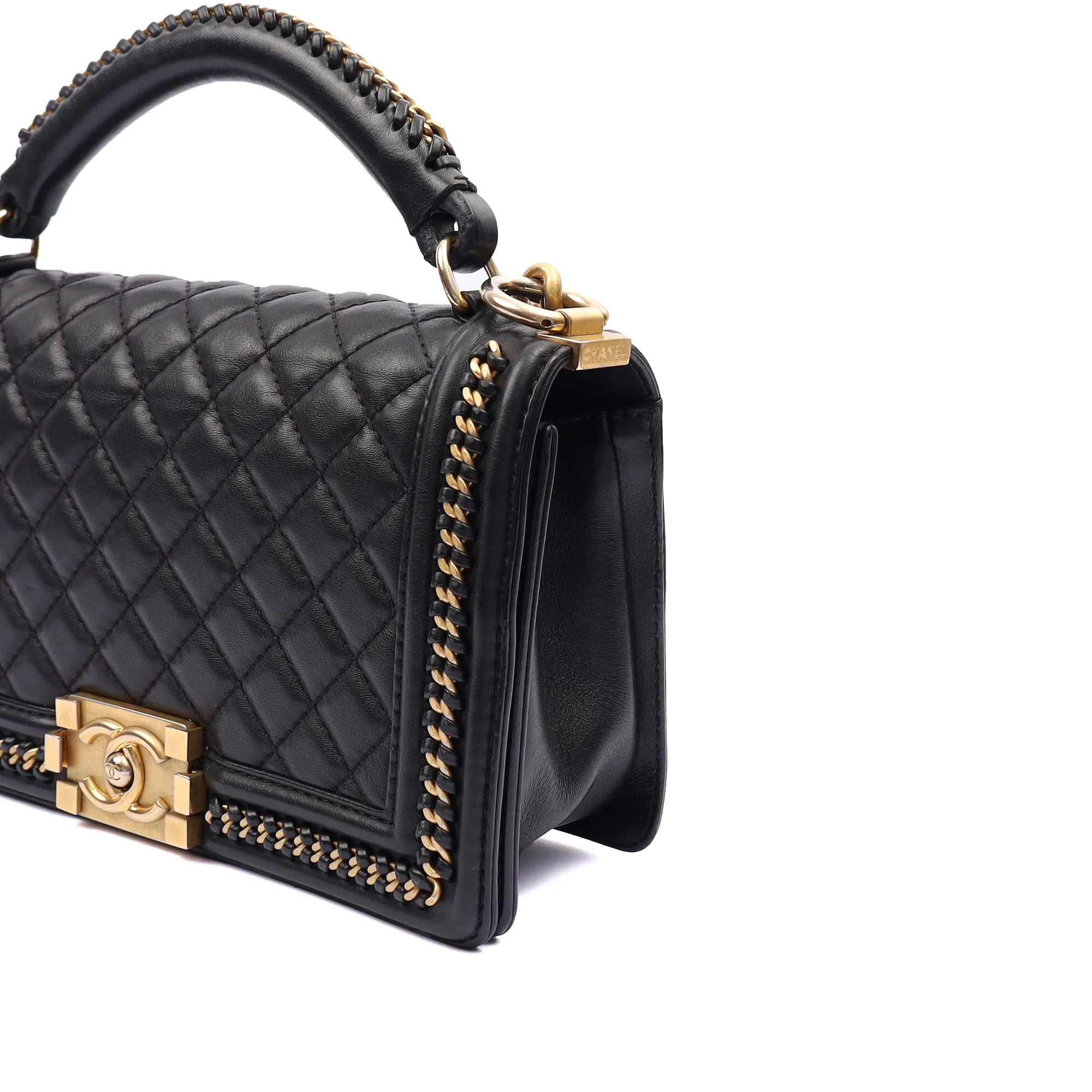 Picture of Chanel Shoulder Bag Boy Top Handle - Medium in Black, Calfskin Leather