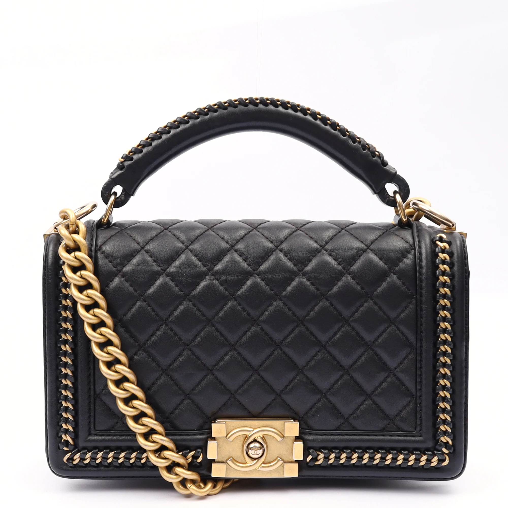 Picture of Chanel Shoulder Bag Boy Top Handle - Medium in Black, Calfskin Leather