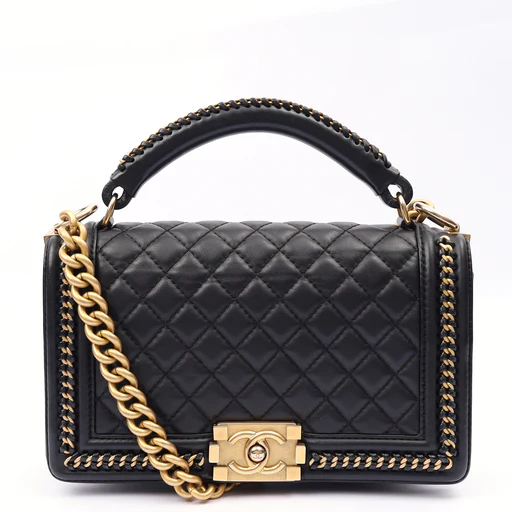 Picture of Chanel Shoulder Bag Boy Top Handle - Medium in Black, Calfskin Leather