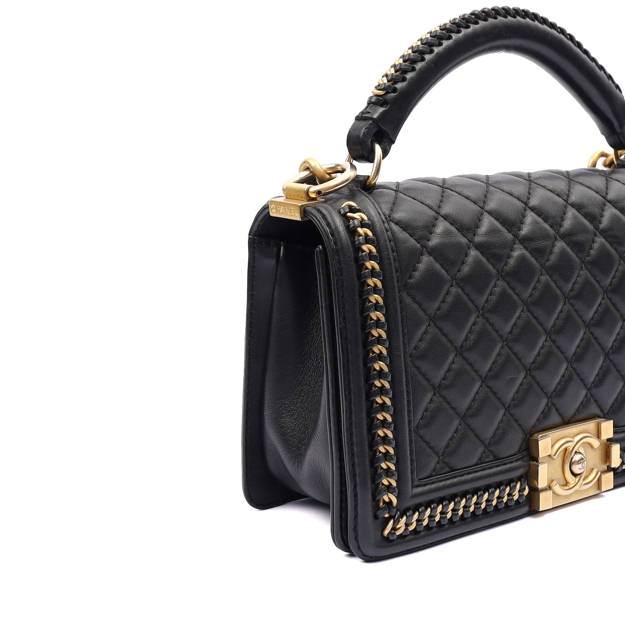 Picture of Chanel Shoulder Bag Boy Top Handle - Medium in Black, Calfskin Leather