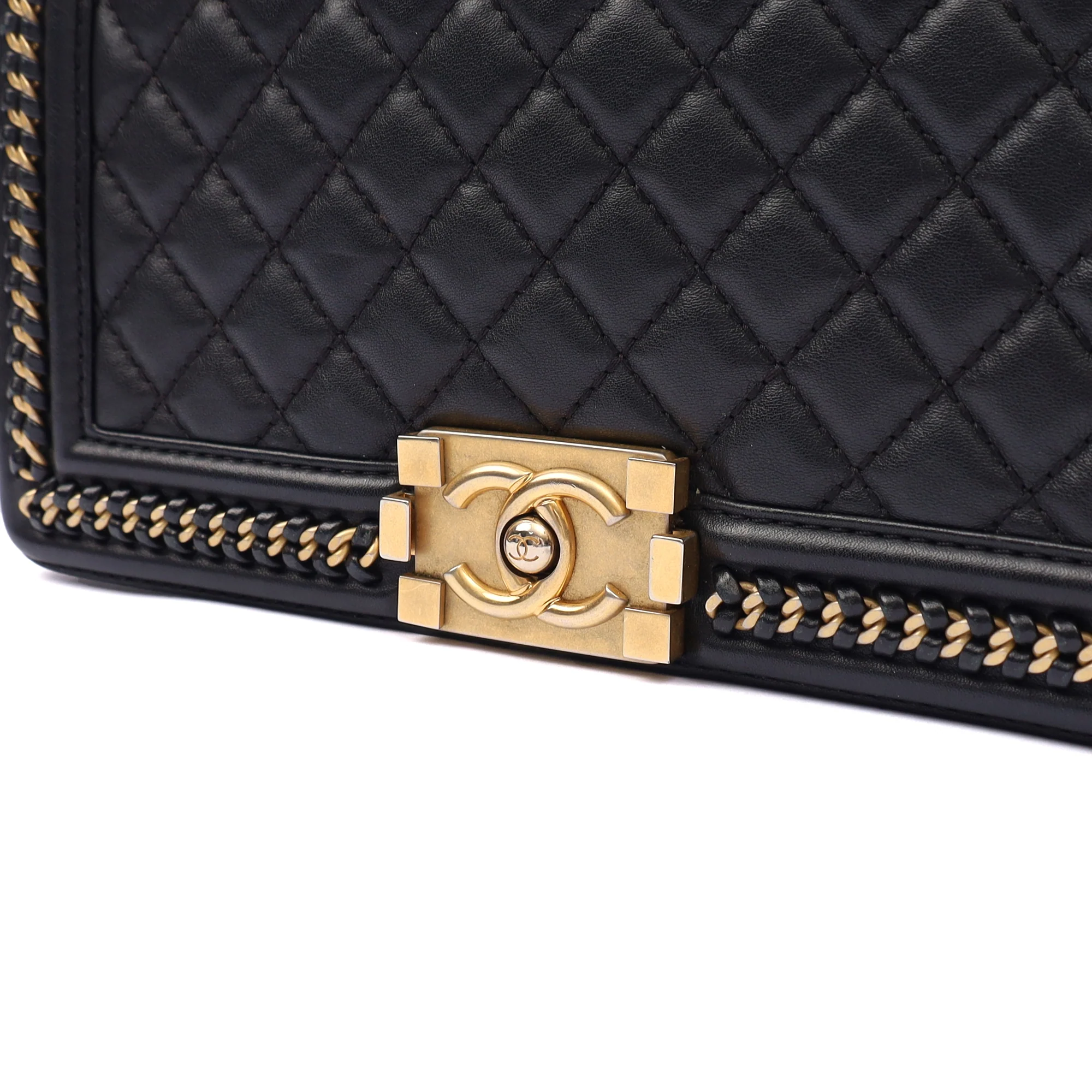 Picture of Chanel Shoulder Bag Boy Top Handle - Medium in Black, Calfskin Leather