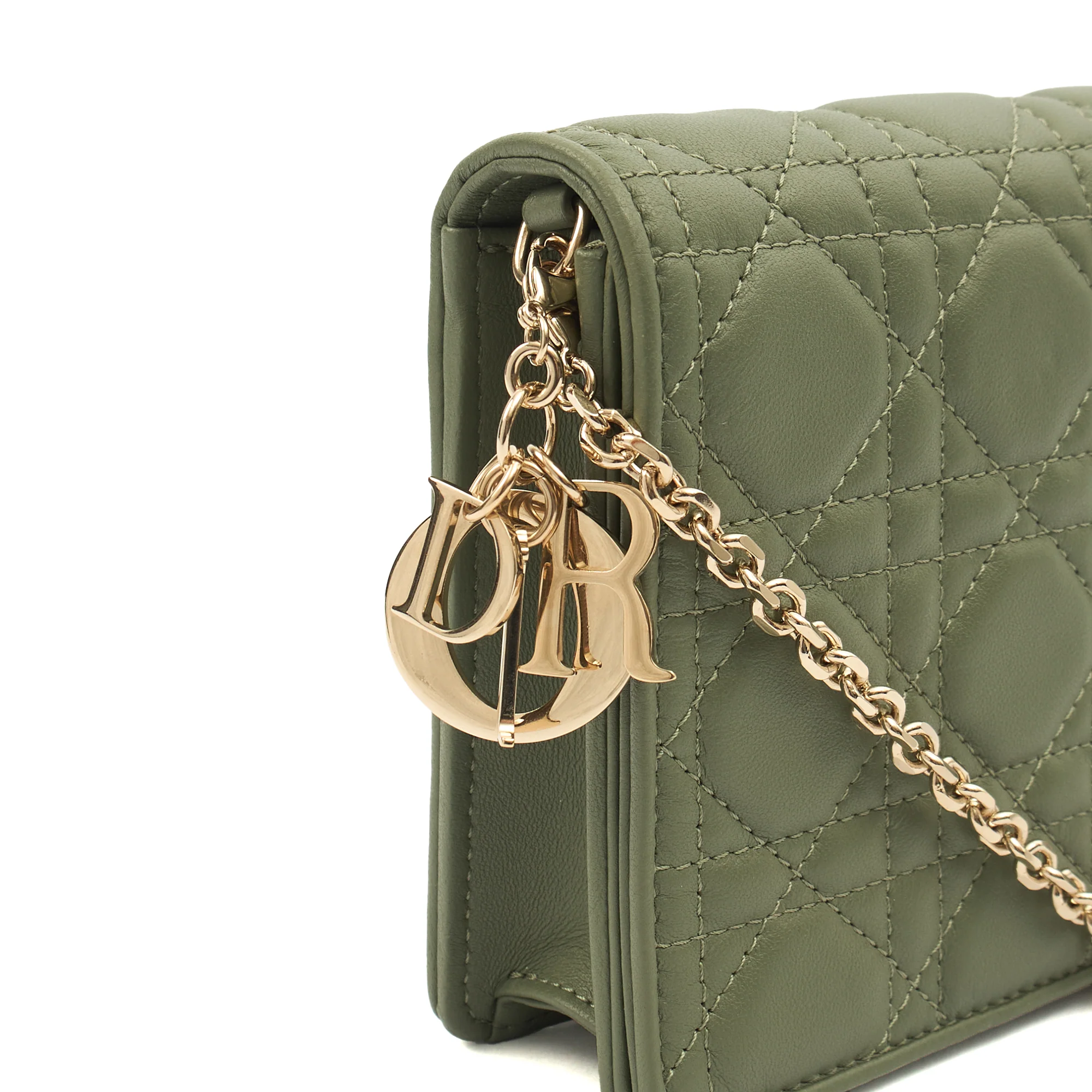 Picture of Christian Dior Cross Body Lady Dior Pouch in Green, Leather