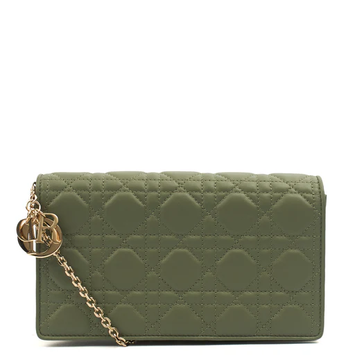 Picture of Christian Dior Cross Body Lady Dior Pouch in Green, Leather
