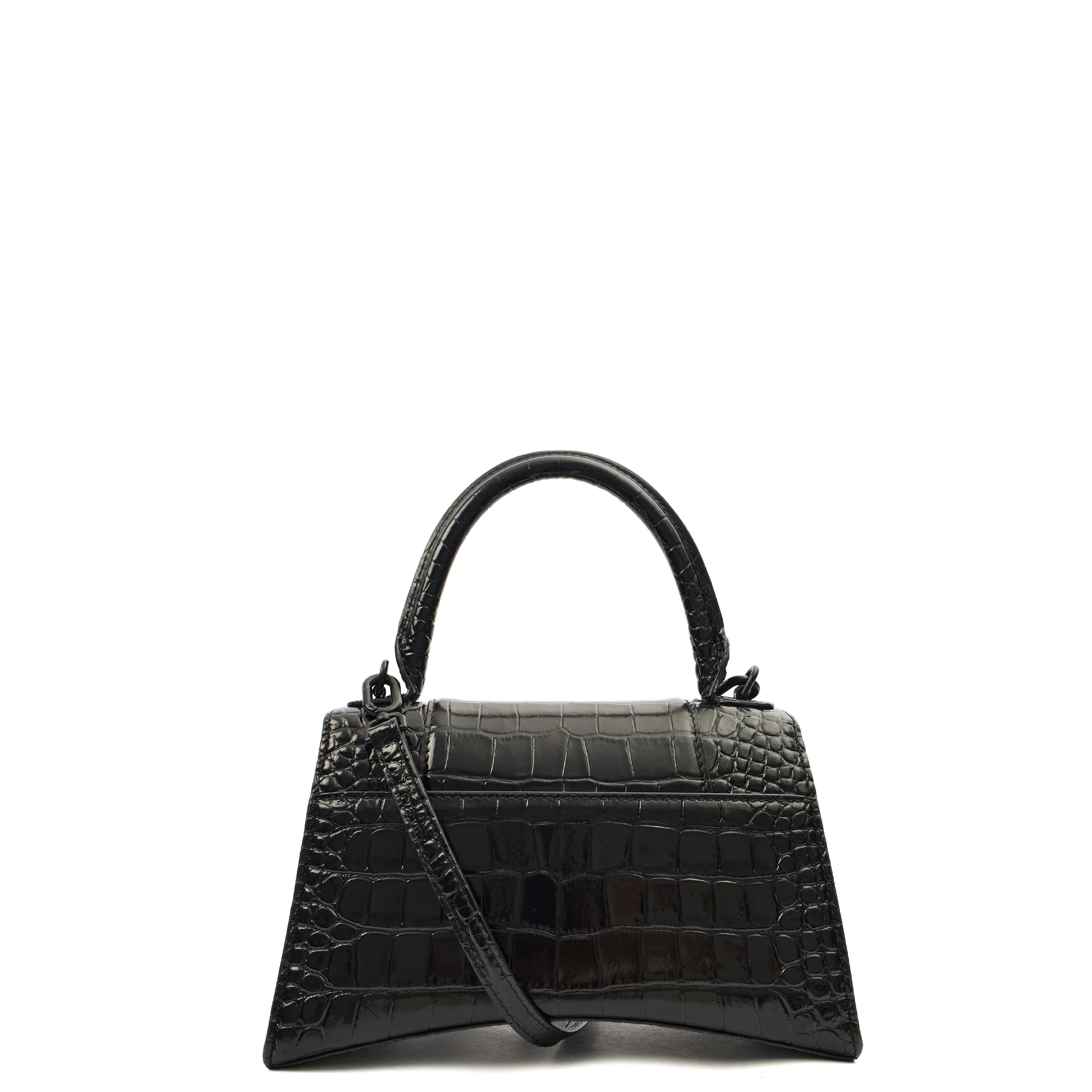 Picture of Balenciaga Top Handle Hourglass Top Handle Small in Black, Exotic Effect Leather