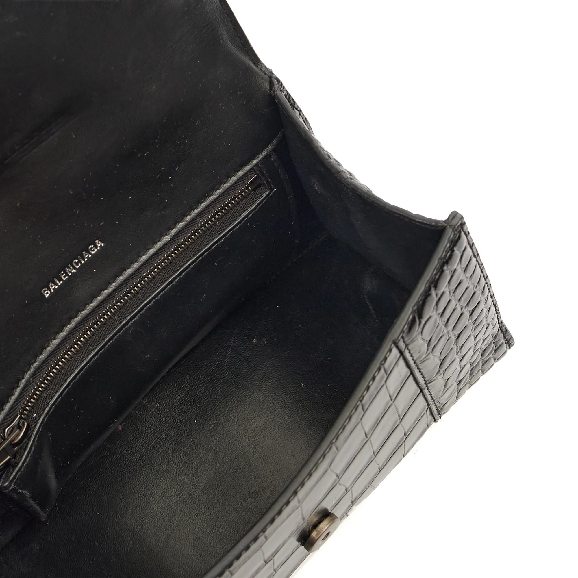 Picture of Balenciaga Top Handle Hourglass Top Handle Small in Black, Exotic Effect Leather