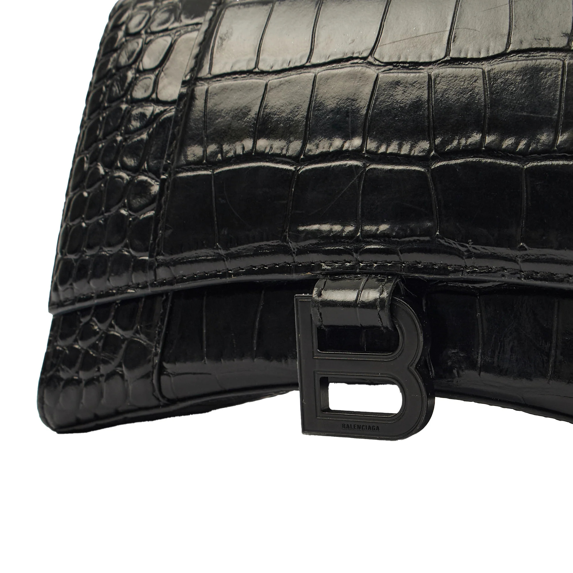 Picture of Balenciaga Top Handle Hourglass Top Handle Small in Black, Exotic Effect Leather