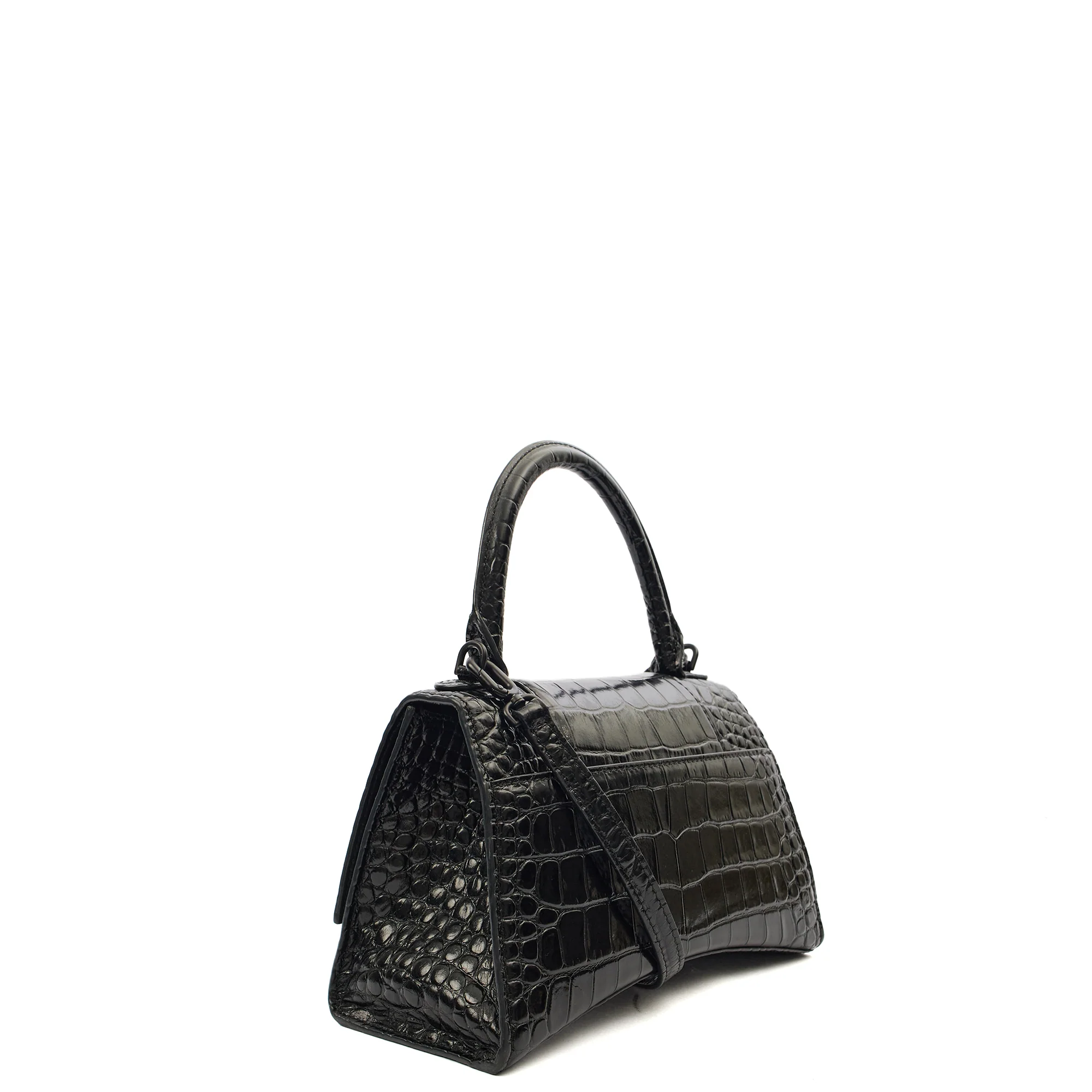 Picture of Balenciaga Top Handle Hourglass Top Handle Small in Black, Exotic Effect Leather