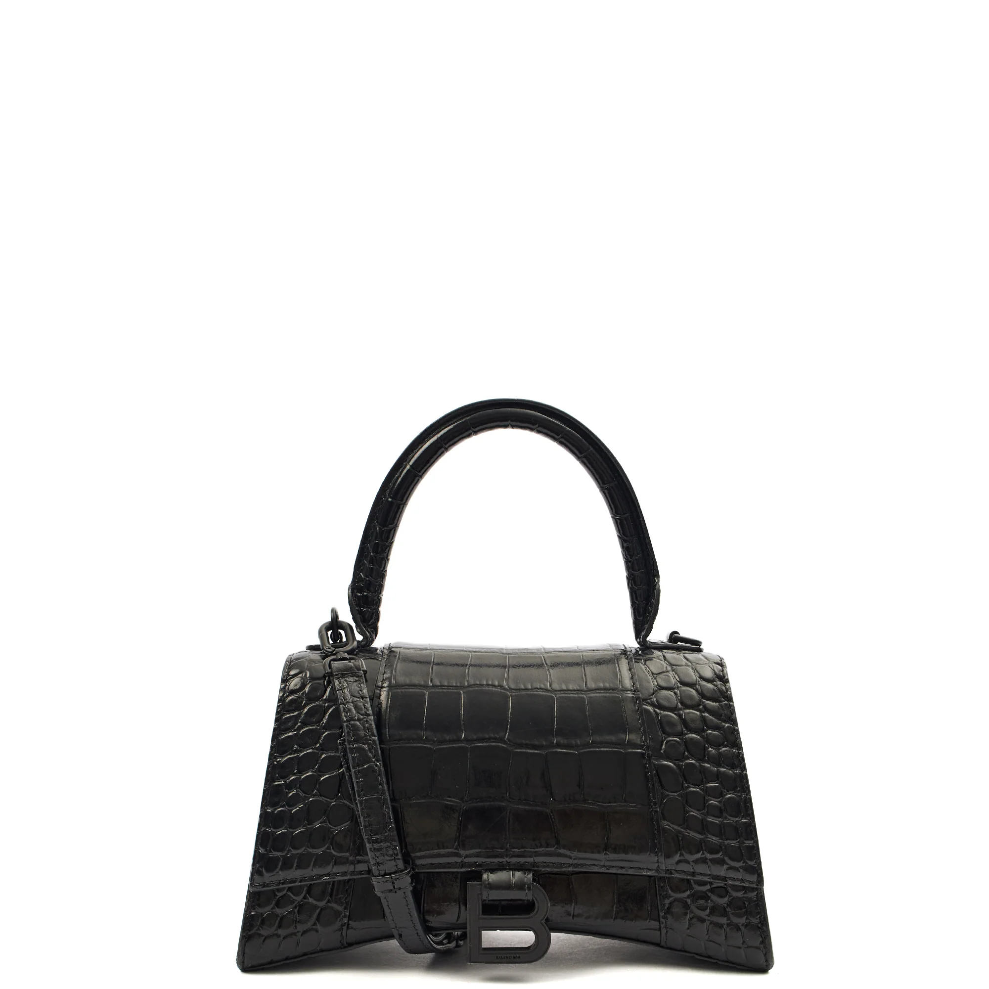 Picture of Balenciaga Top Handle Hourglass Top Handle Small in Black, Exotic Effect Leather