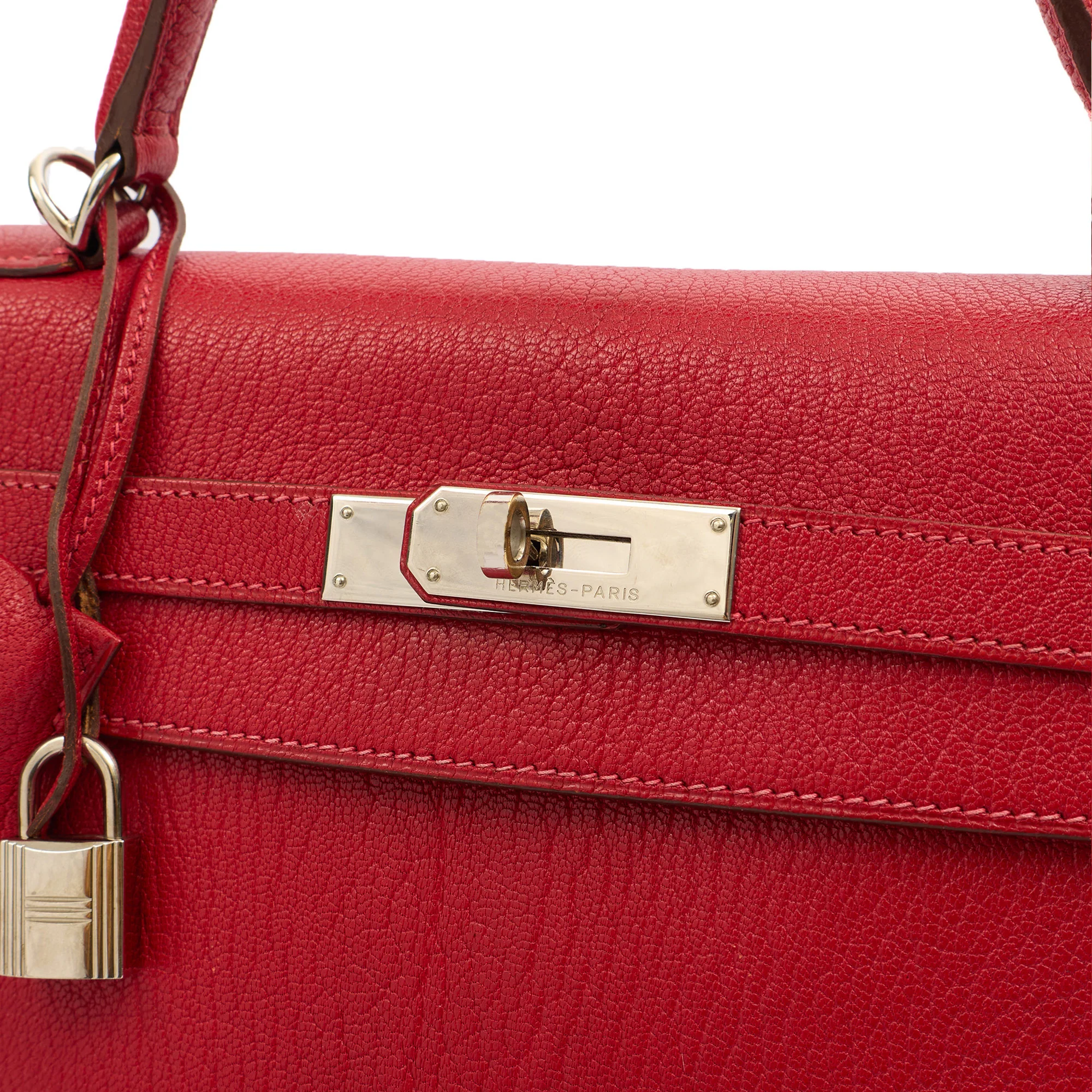 Picture of Hermes Top Handle Kelly 32 in Rouge Casaque, Chevre de Coromandel Leather