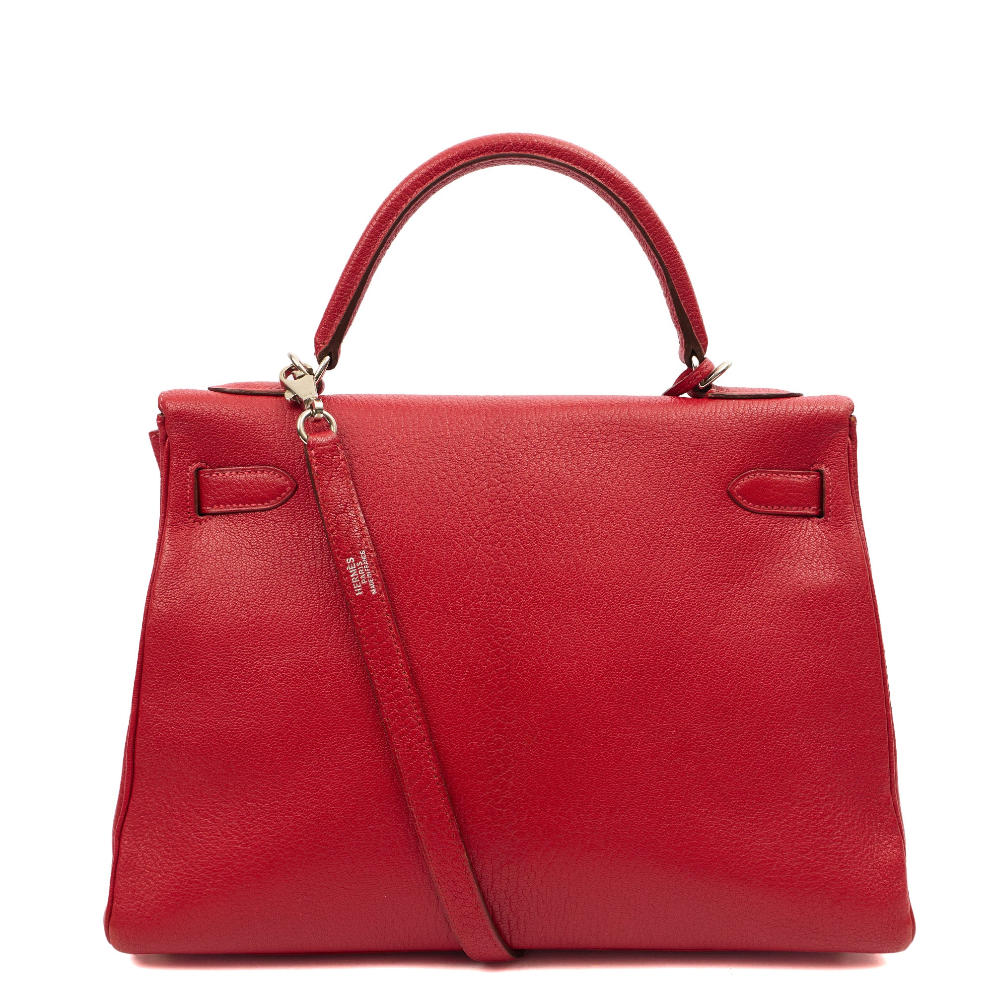 Picture of Hermes Top Handle Kelly 32 in Rouge Casaque, Chevre de Coromandel Leather