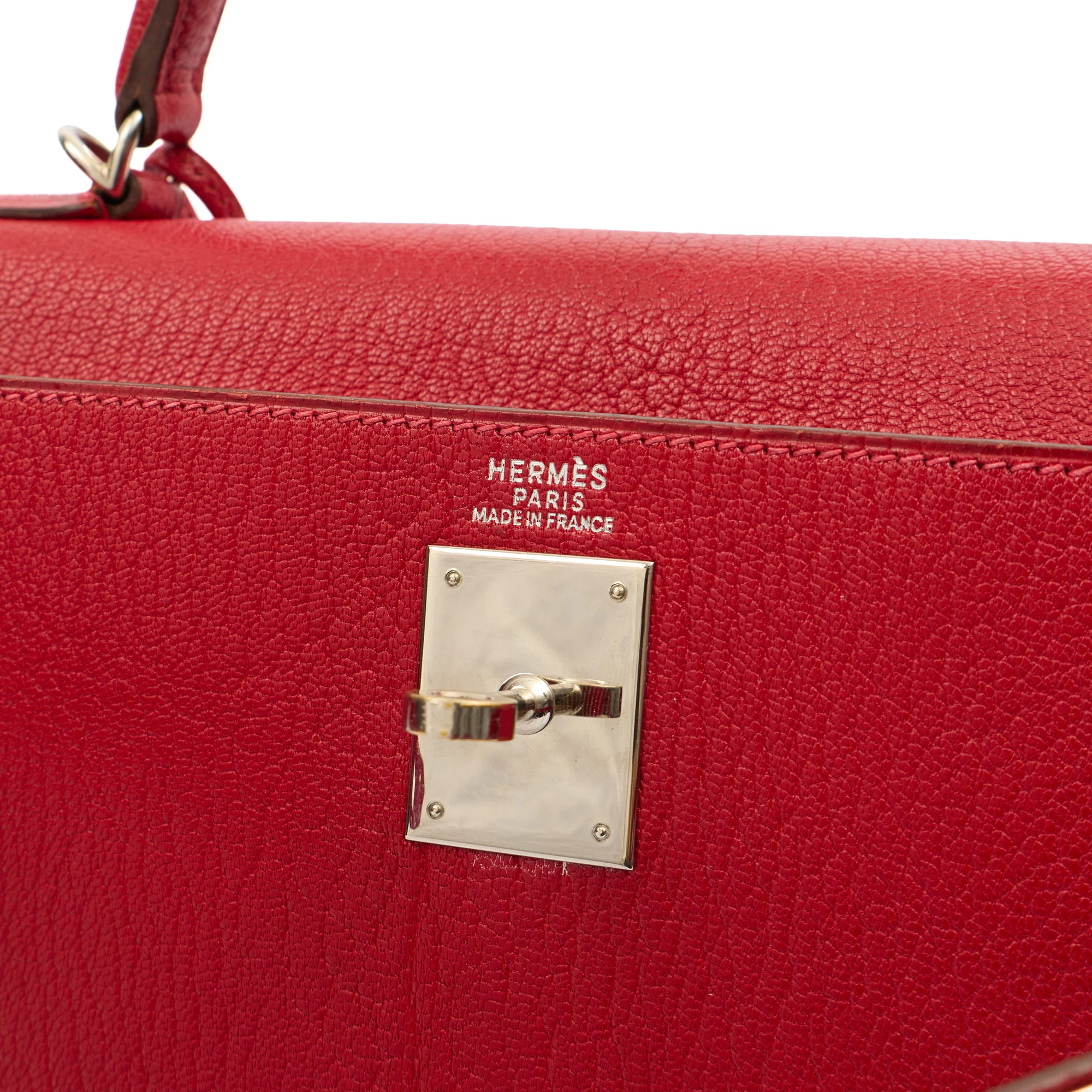 Picture of Hermes Top Handle Kelly 32 in Rouge Casaque, Chevre de Coromandel Leather