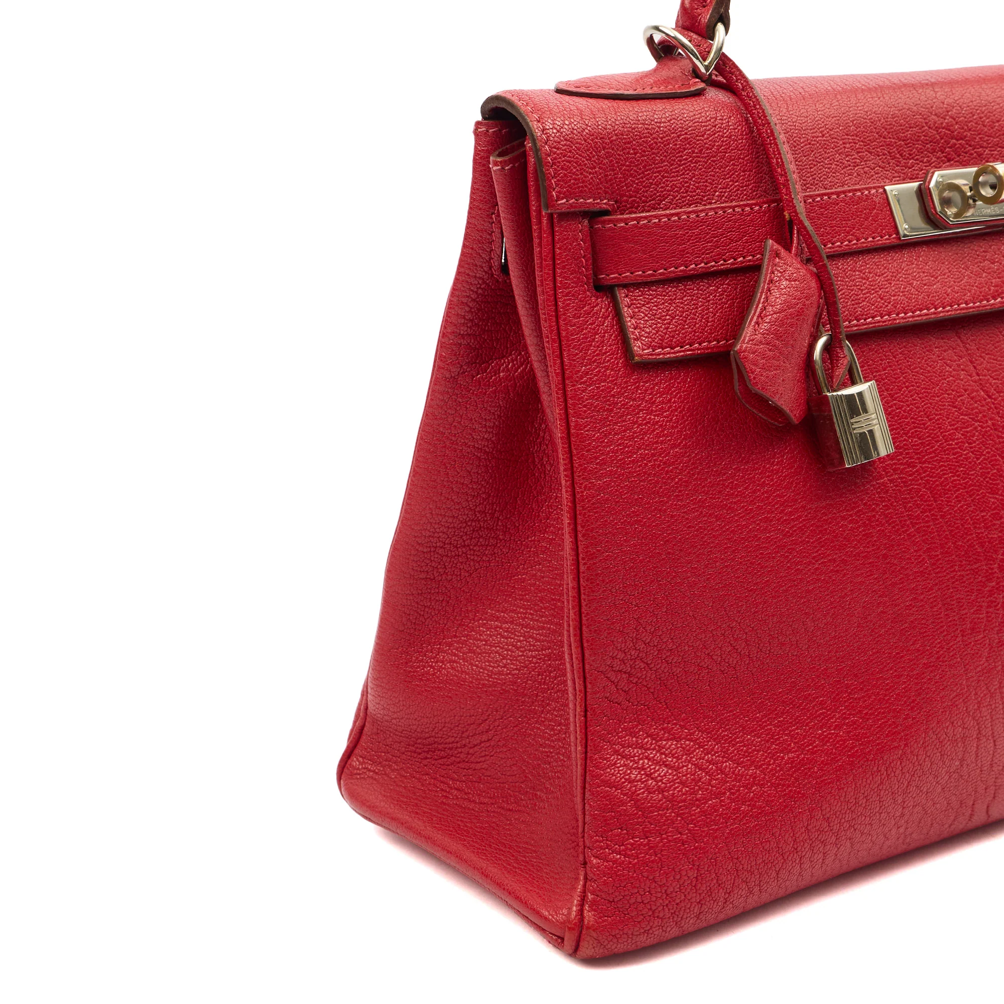 Picture of Hermes Top Handle Kelly 32 in Rouge Casaque, Chevre de Coromandel Leather