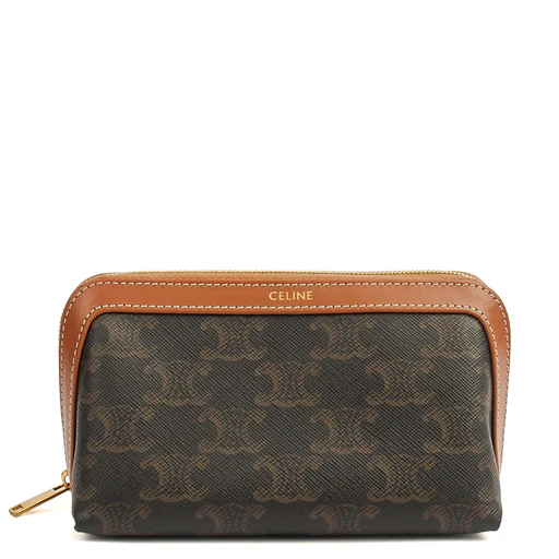 Picture of Celine Cosmetic Bag Zip Pouch in Brown, Box Calfskin