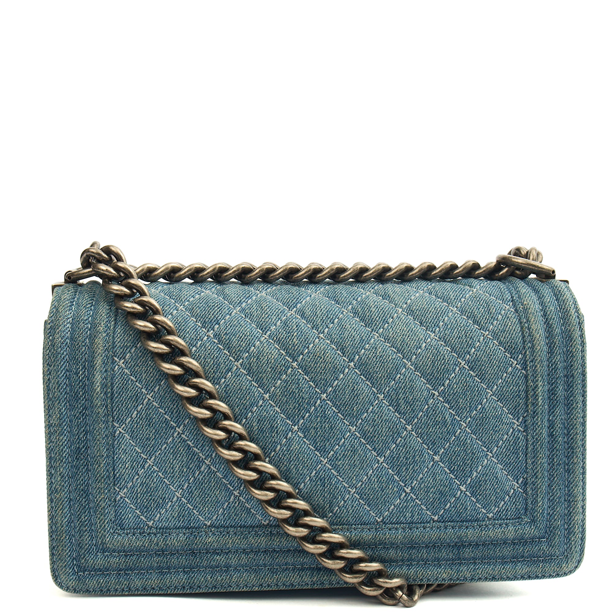 Picture of Chanel Shoulder Bag Boy - Medium in Blue, Fabric