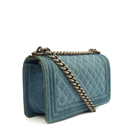 Picture of Chanel Shoulder Bag Boy - Medium in Blue, Fabric