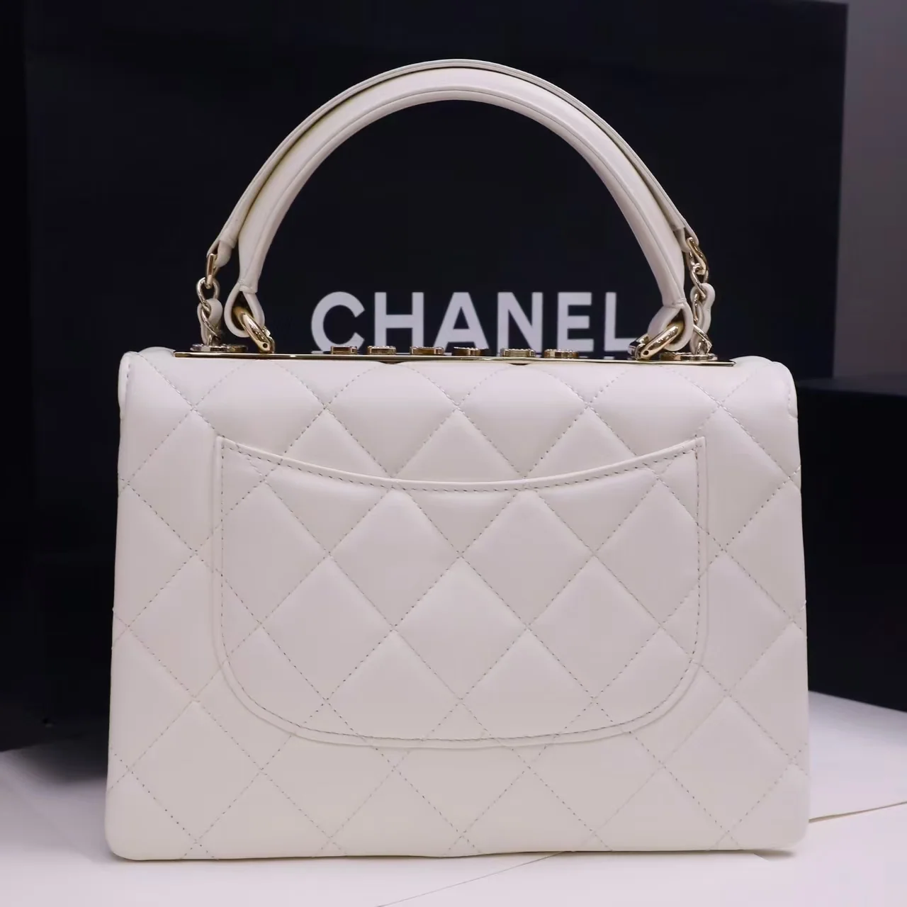 Chanel Trendy Large Bag 25cm in White with Crystals
