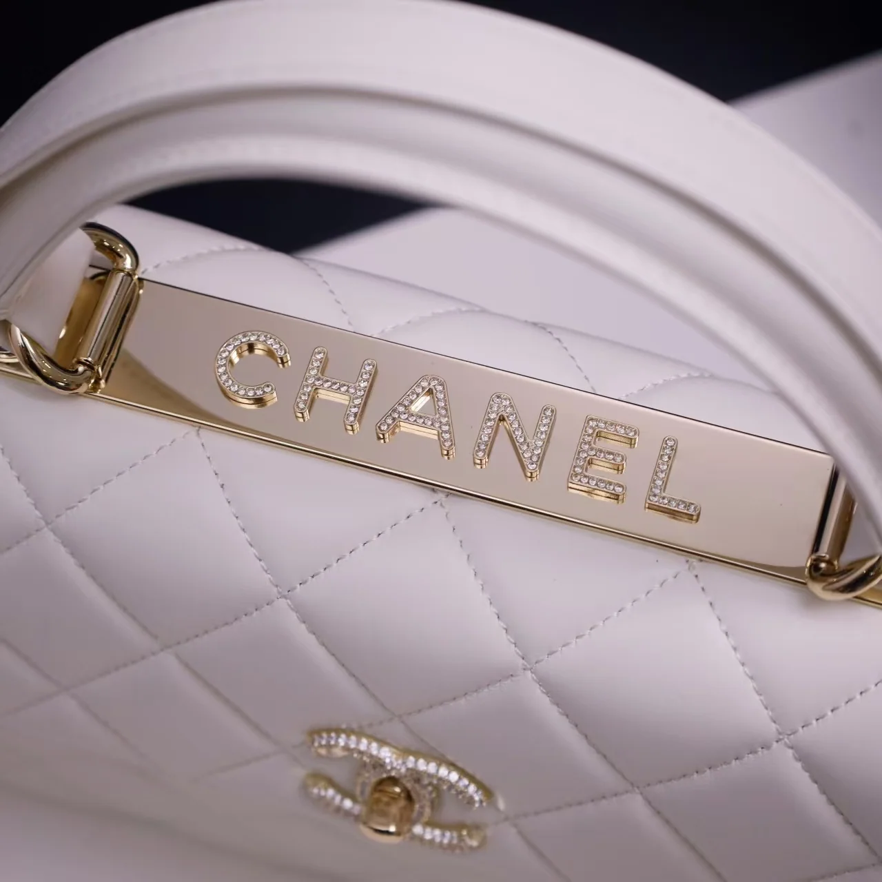 Chanel Trendy Large Bag 25cm in White with Crystals