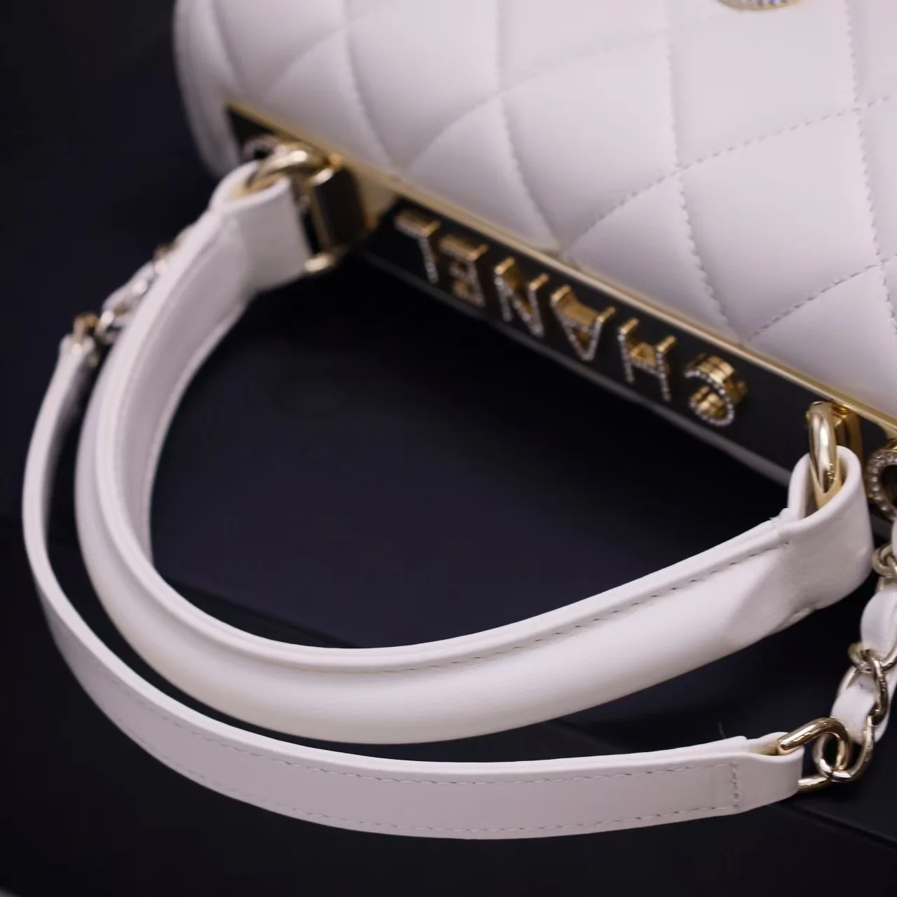 Chanel Trendy Large Bag 25cm in White with Crystals