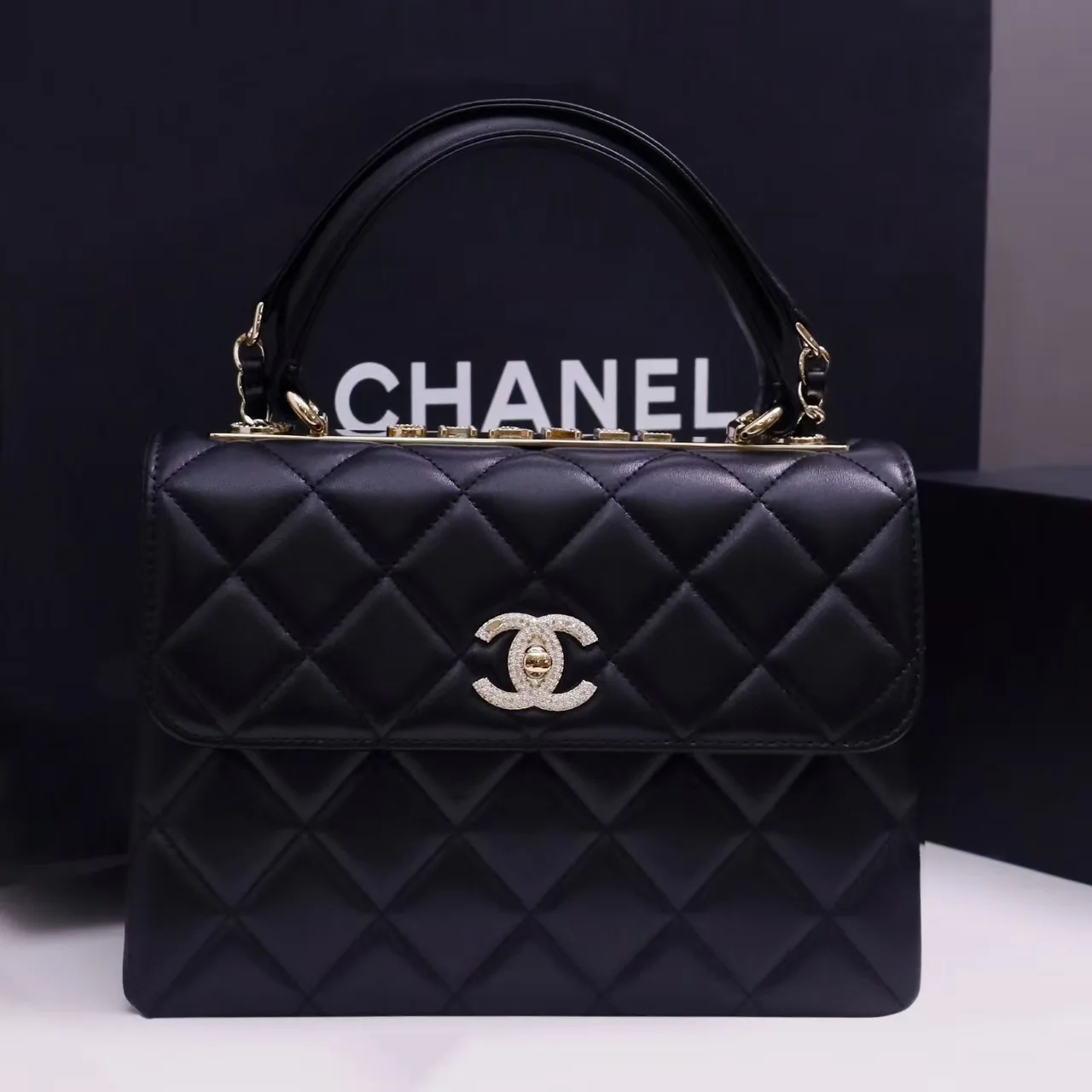 Chanel Trendy flap bag in black with crystals