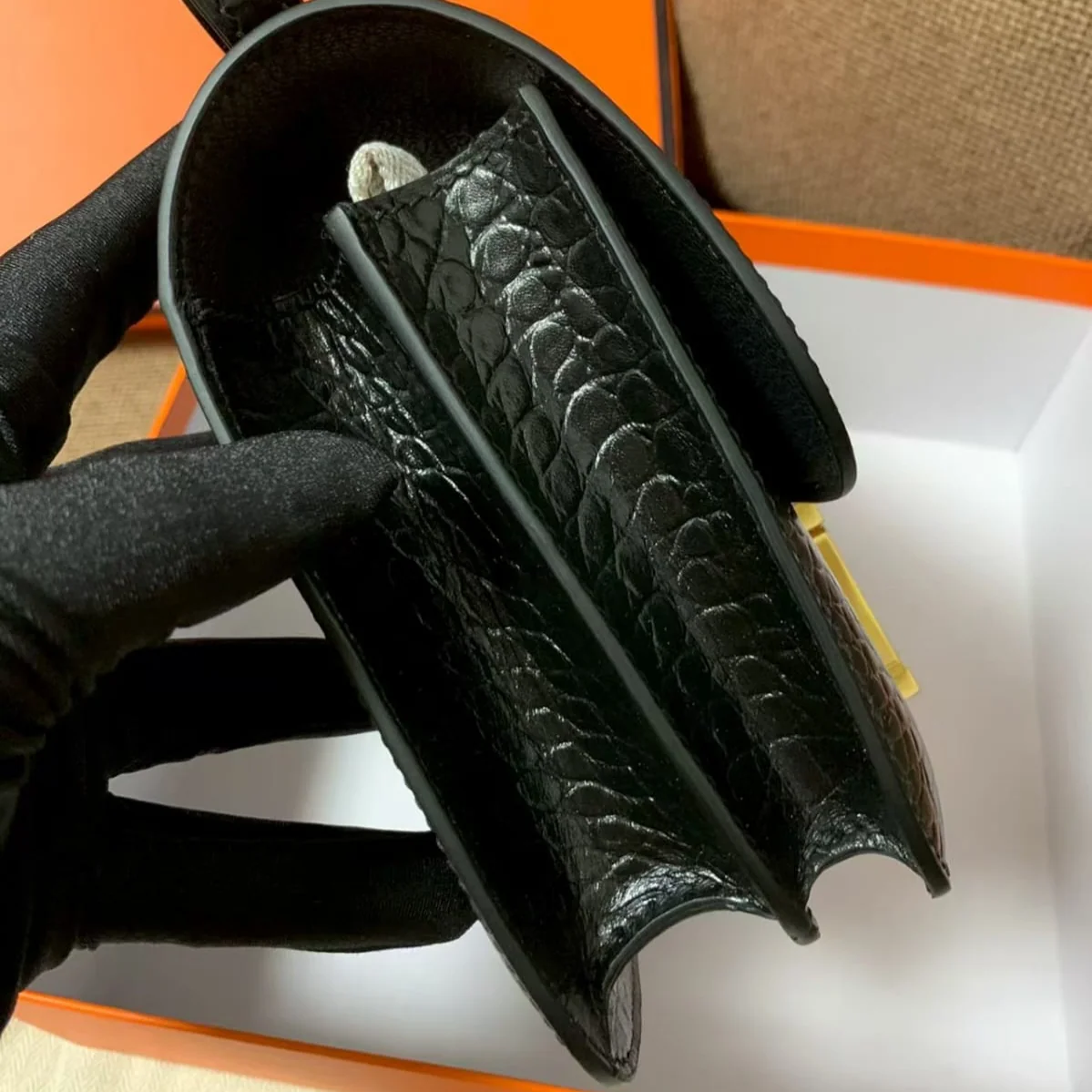 Hermès Constance 18 Black embossed leather side view
