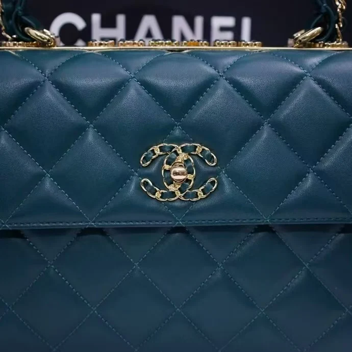Chanel Trendy Large Bag 25cm in Dark Green with Crystals