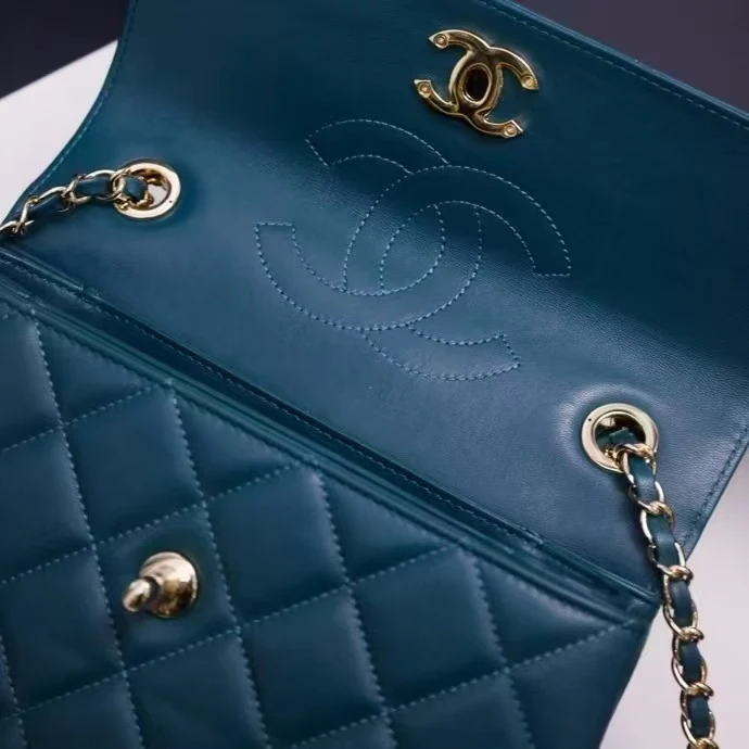 Chanel Trendy Large Bag 25cm in Dark Green with Crystals