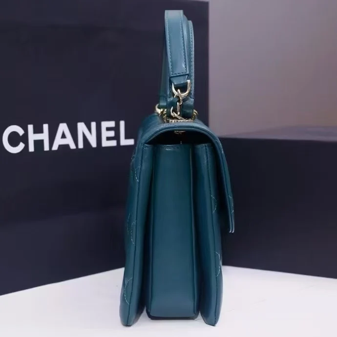 Chanel Trendy Large Bag 25cm in Dark Green with Crystals