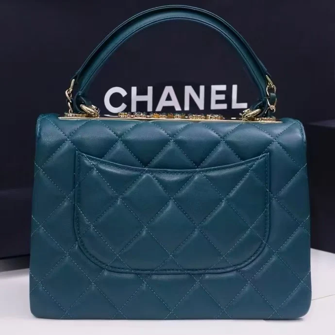 Chanel Trendy Large Bag 25cm in Dark Green with Crystals