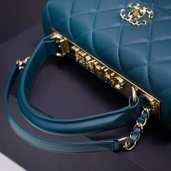 Chanel Trendy Large Bag 25cm in Dark Green with Crystals