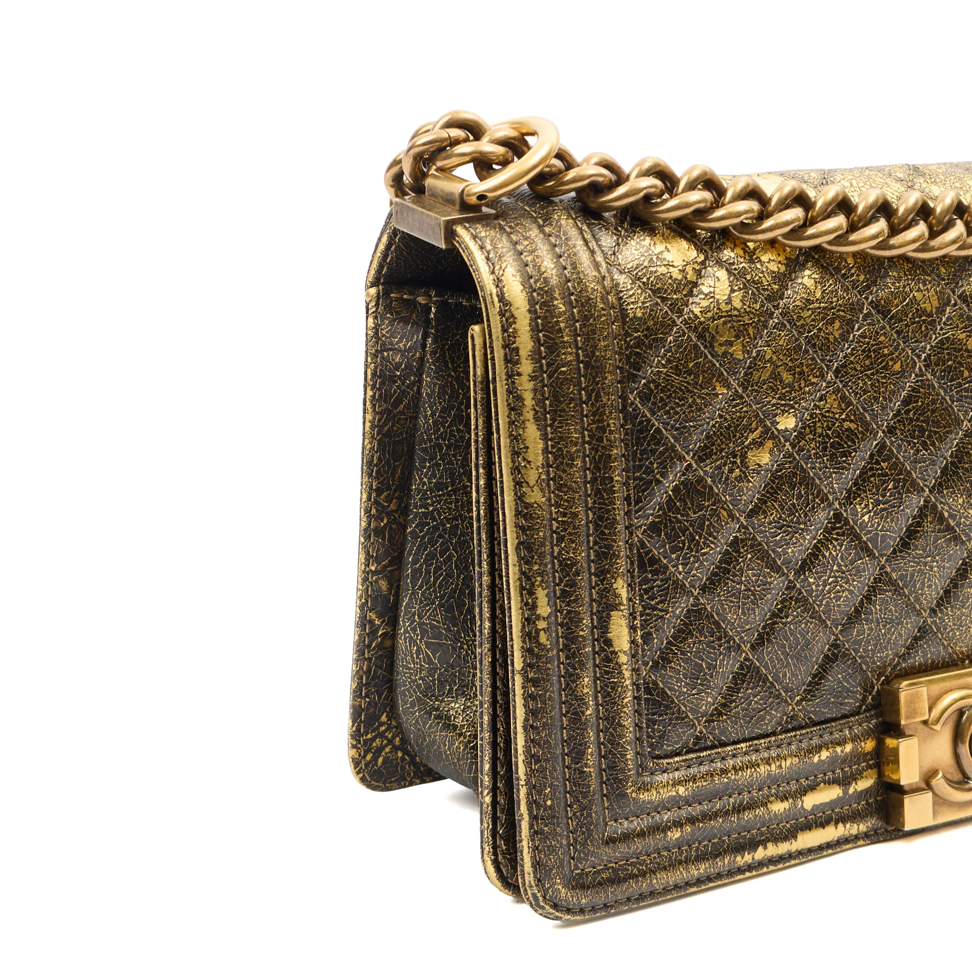 Picture of Chanel Shoulder Bag Boy - Medium in Metallic, Crinkled Calfskin Leather