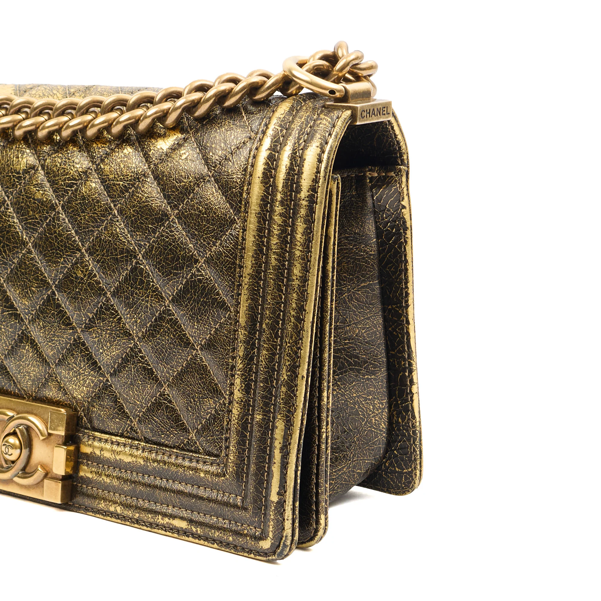 Picture of Chanel Shoulder Bag Boy - Medium in Metallic, Crinkled Calfskin Leather