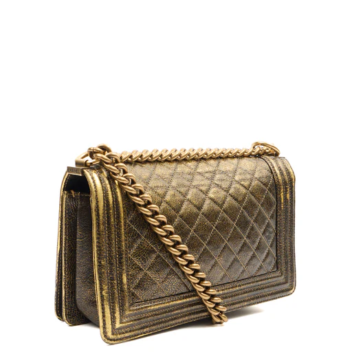 Picture of Chanel Shoulder Bag Boy - Medium in Metallic, Crinkled Calfskin Leather