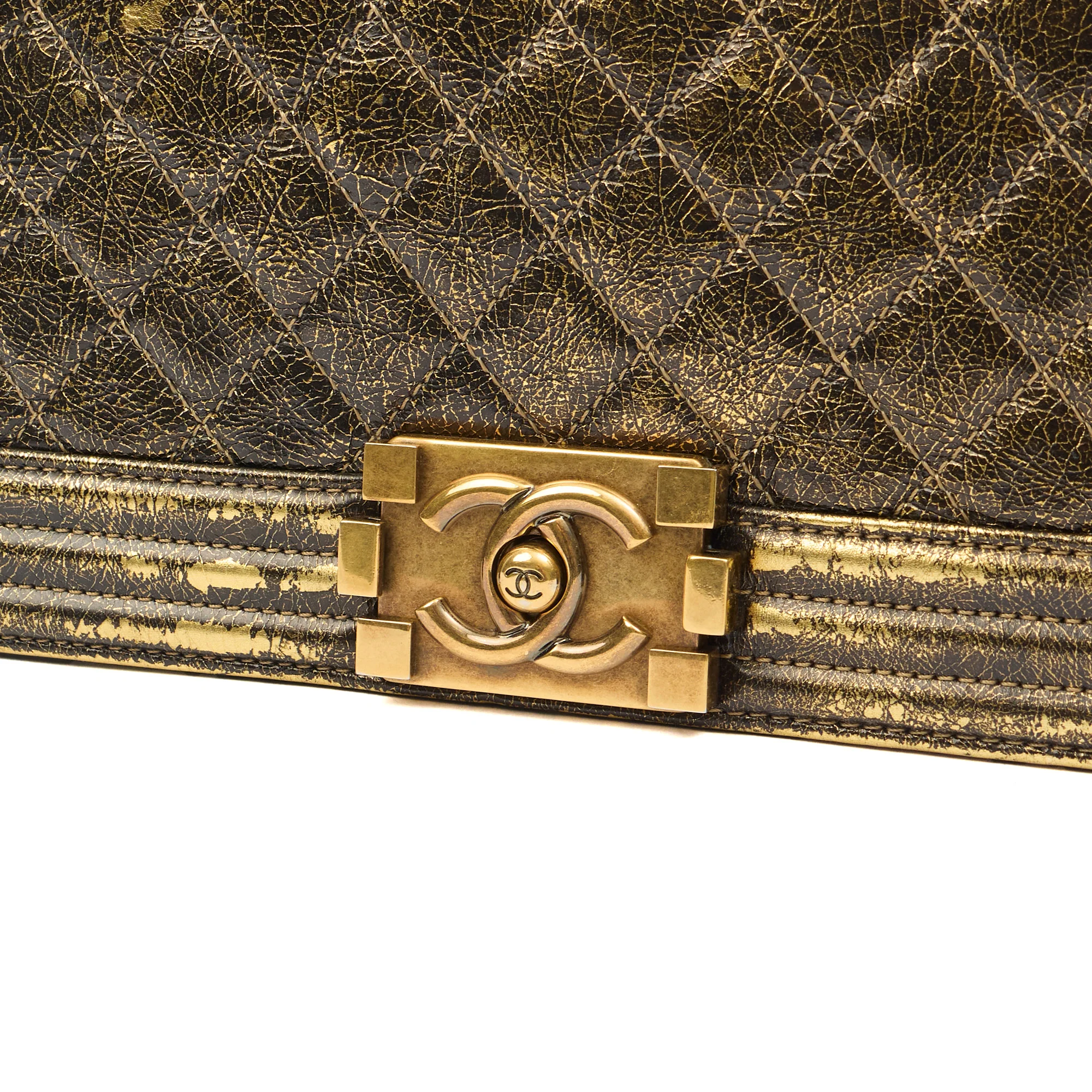 Picture of Chanel Shoulder Bag Boy - Medium in Metallic, Crinkled Calfskin Leather