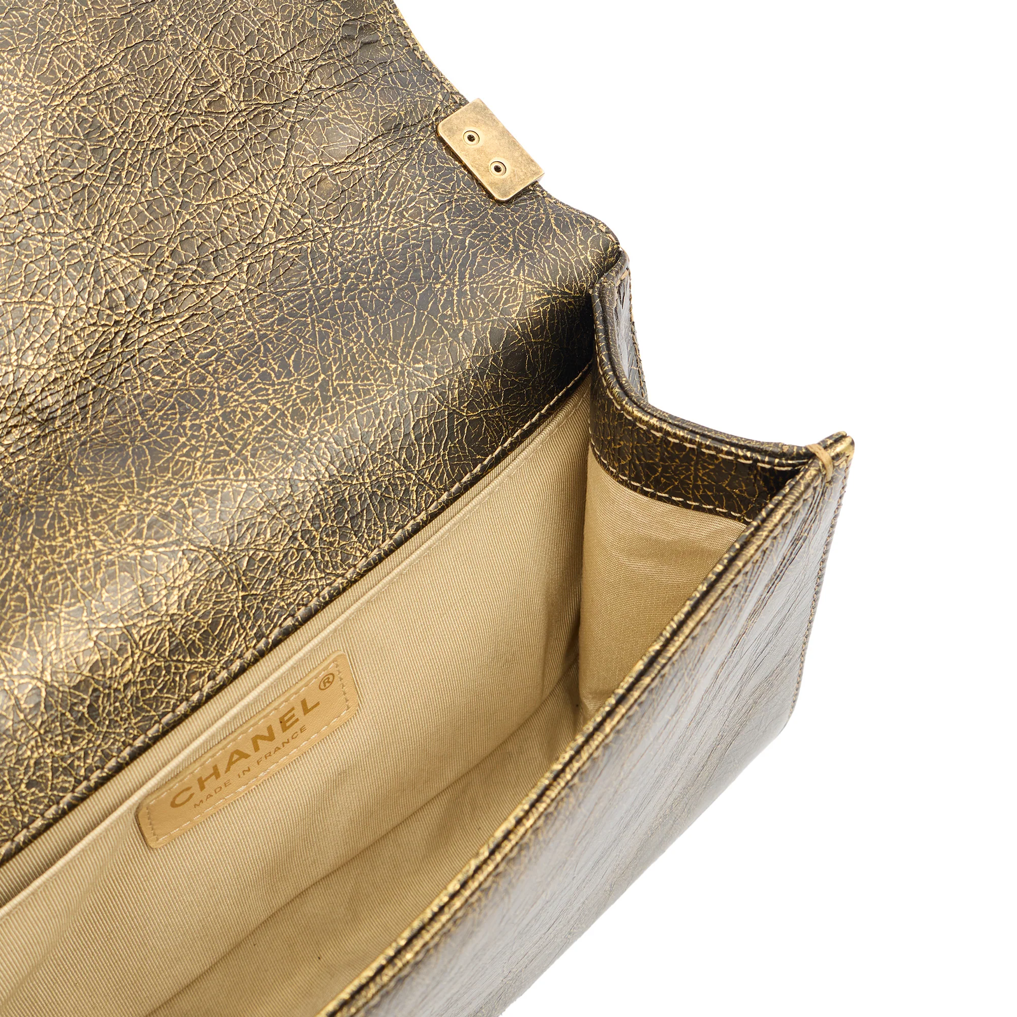Picture of Chanel Shoulder Bag Boy - Medium in Metallic, Crinkled Calfskin Leather