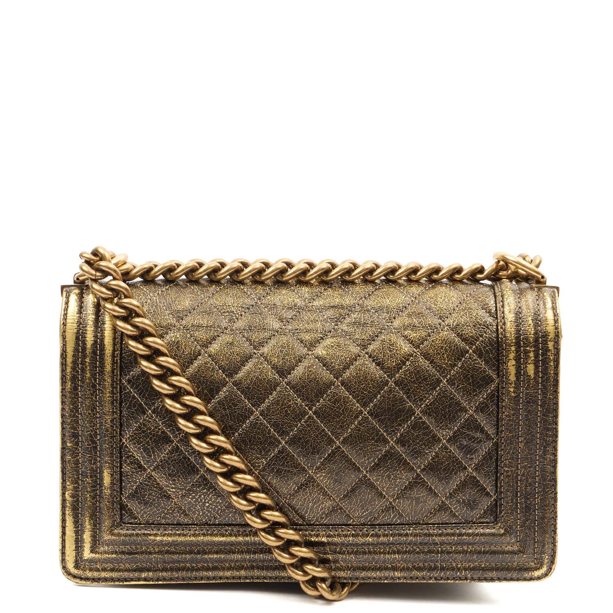 Picture of Chanel Shoulder Bag Boy - Medium in Metallic, Crinkled Calfskin Leather