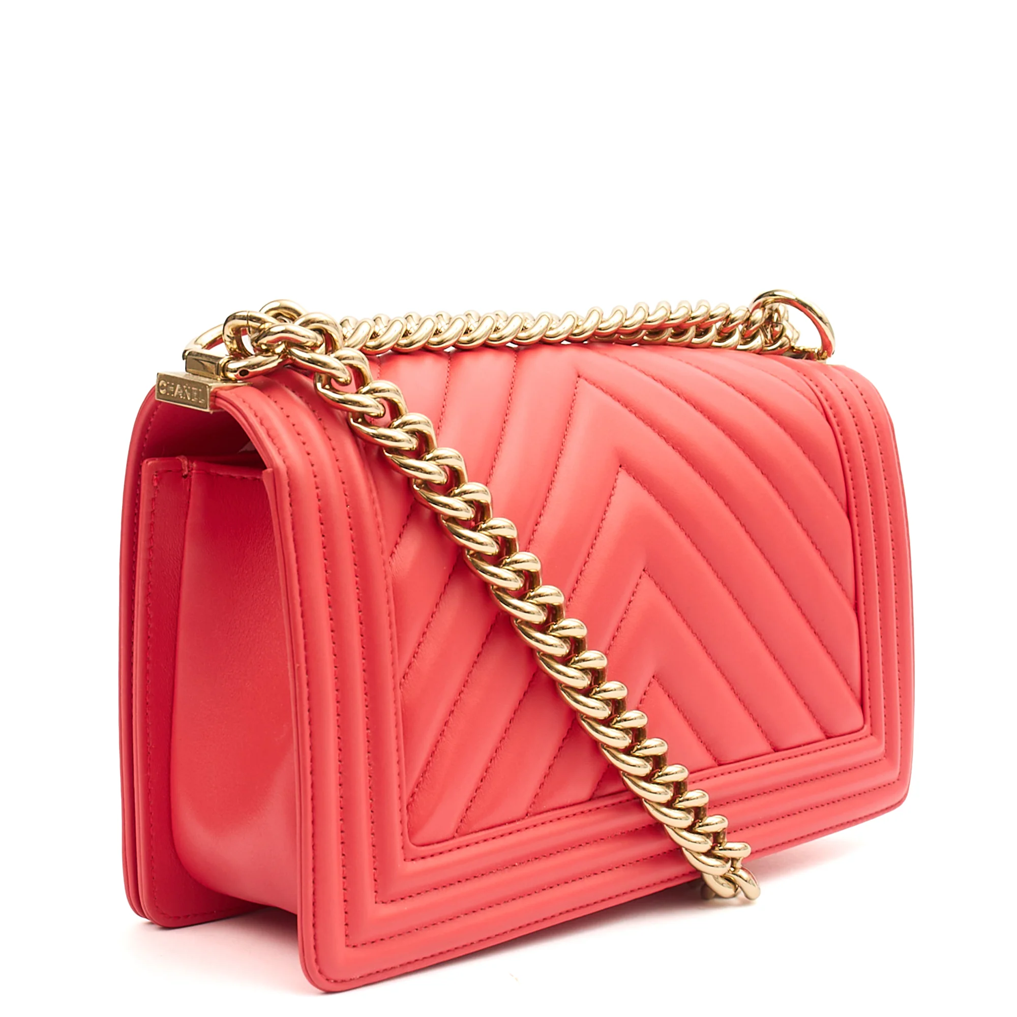 Picture of Chanel Shoulder Bag Boy - Medium in Pink, Calfskin Leather