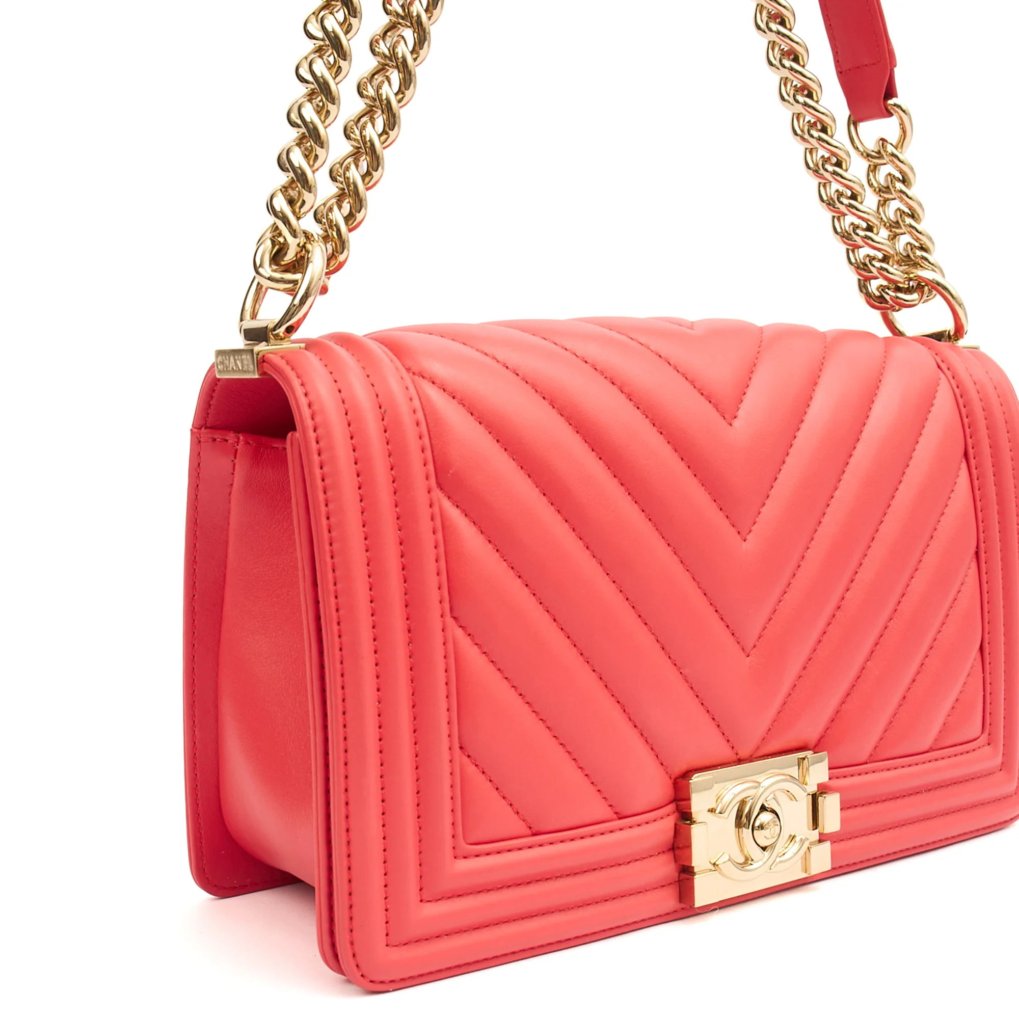 Picture of Chanel Shoulder Bag Boy - Medium in Pink, Calfskin Leather