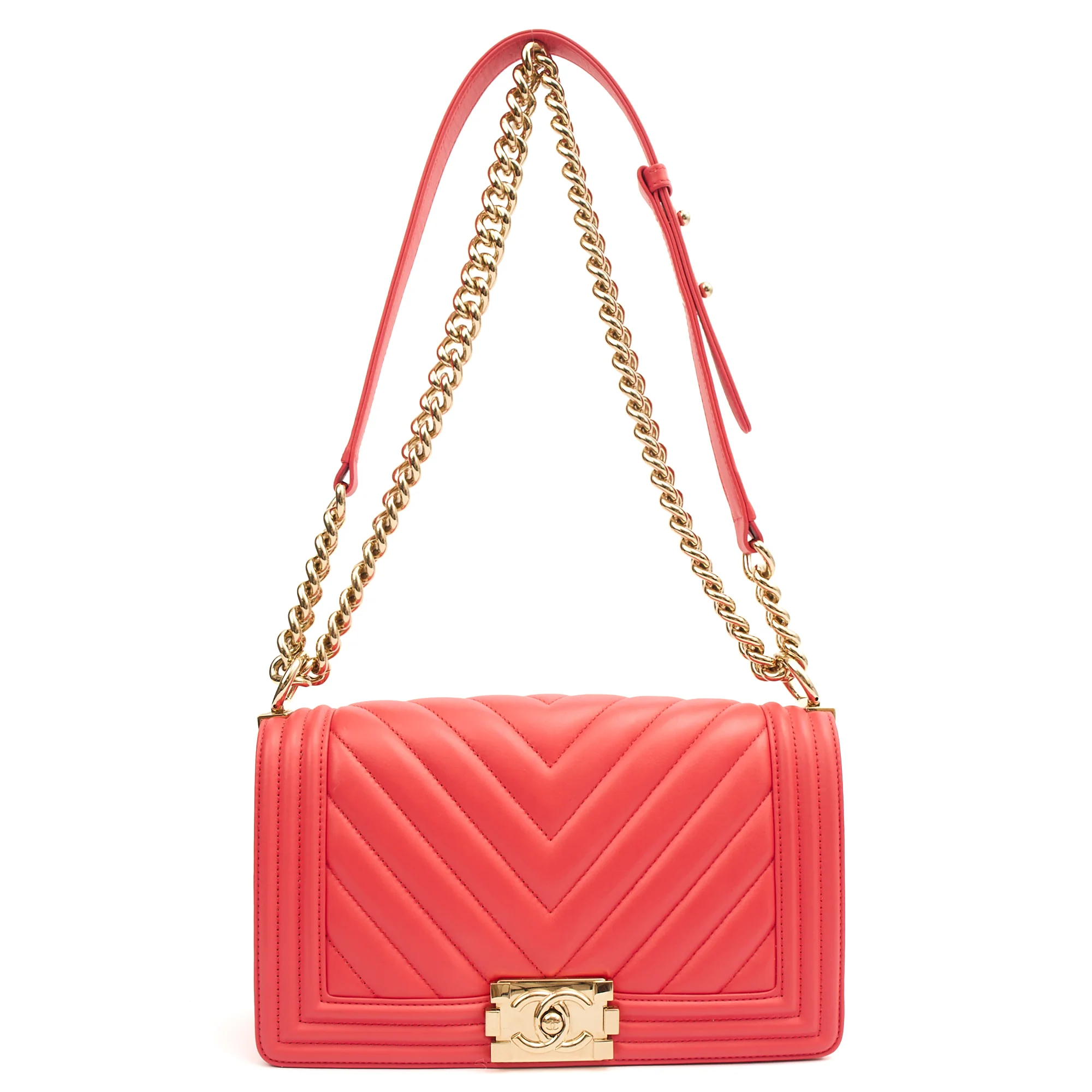 Picture of Chanel Shoulder Bag Boy - Medium in Pink, Calfskin Leather