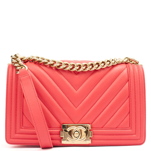 Picture of Chanel Shoulder Bag Boy - Medium in Pink, Calfskin Leather