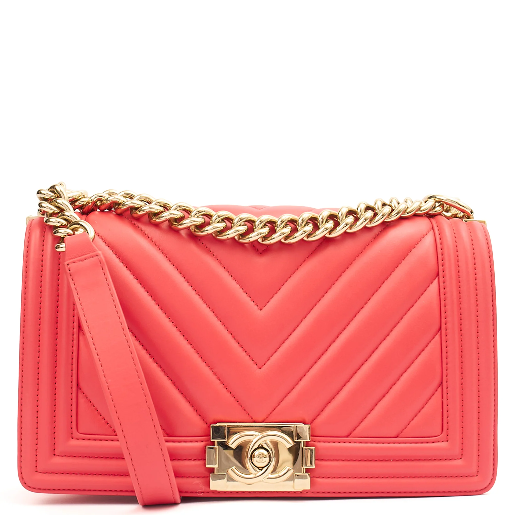 Picture of Chanel Shoulder Bag Boy - Medium in Pink, Calfskin Leather